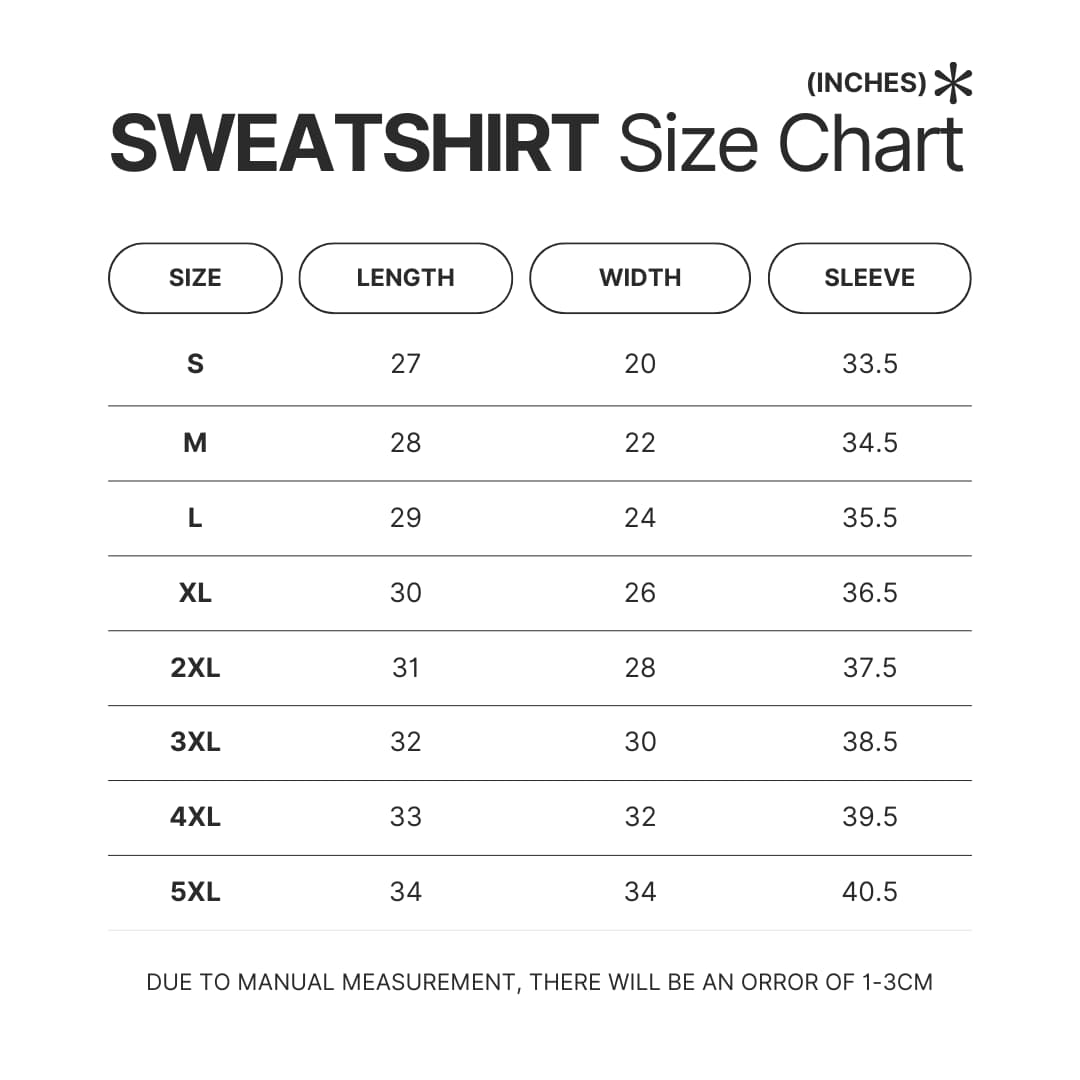 Sweatshirt Size Chart - Sombr Shop