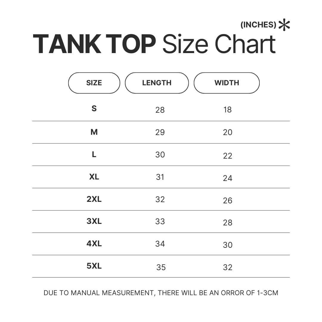 Tank Top Size Chart - Sombr Shop