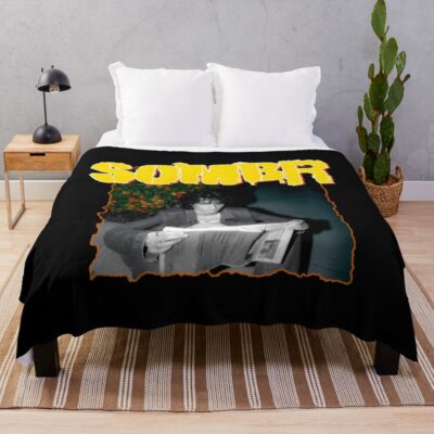Vintage Grunge Style Sombr Throw Blanket